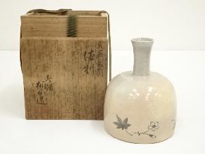 琴浦窯　和田桐山造　上田耕甫絵　砧形徳利（共箱）